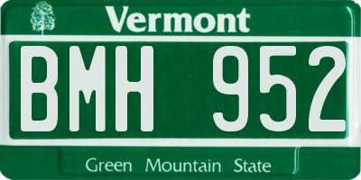 VT license plate BMH952