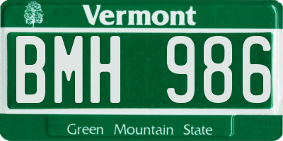 VT license plate BMH986
