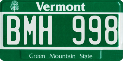 VT license plate BMH998
