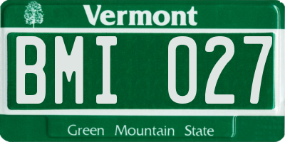 VT license plate BMI027