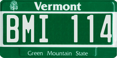 VT license plate BMI114