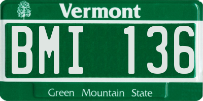 VT license plate BMI136