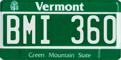 VT license plate BMI360