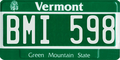 VT license plate BMI598