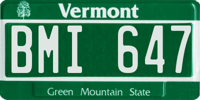VT license plate BMI647