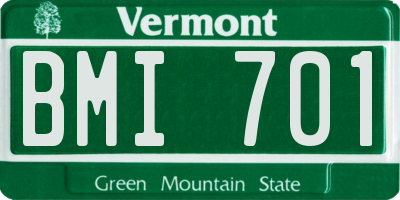 VT license plate BMI701