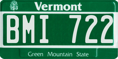 VT license plate BMI722