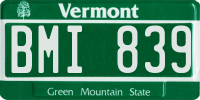 VT license plate BMI839