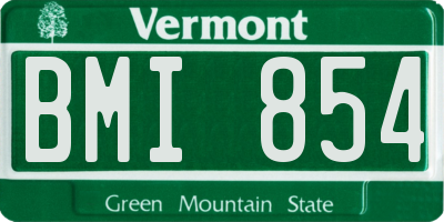 VT license plate BMI854