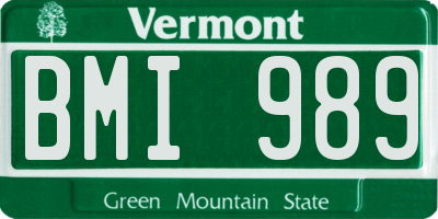 VT license plate BMI989