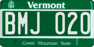 VT license plate BMJ020