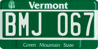 VT license plate BMJ067