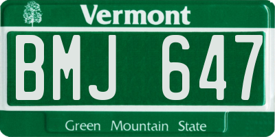 VT license plate BMJ647