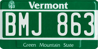 VT license plate BMJ863