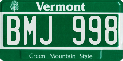 VT license plate BMJ998