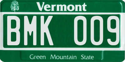 VT license plate BMK009