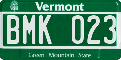 VT license plate BMK023