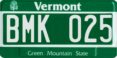 VT license plate BMK025