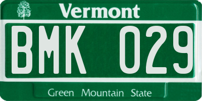 VT license plate BMK029