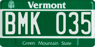 VT license plate BMK035
