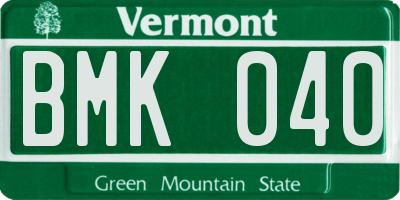 VT license plate BMK040