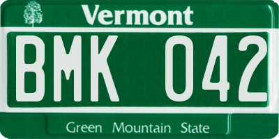 VT license plate BMK042