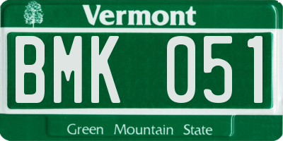 VT license plate BMK051