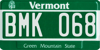 VT license plate BMK068