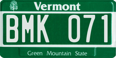 VT license plate BMK071