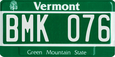 VT license plate BMK076