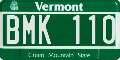 VT license plate BMK110