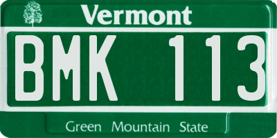 VT license plate BMK113