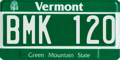 VT license plate BMK120