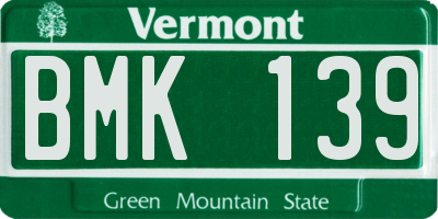 VT license plate BMK139