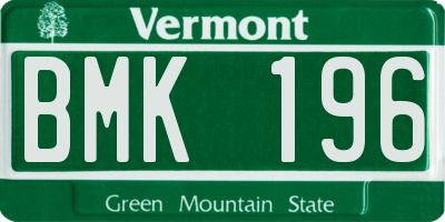 VT license plate BMK196