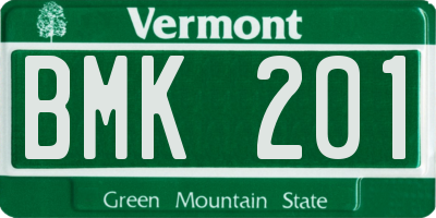 VT license plate BMK201