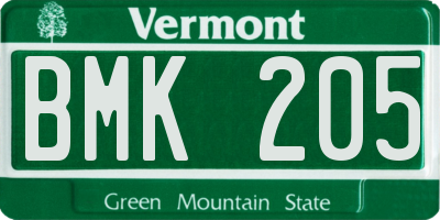 VT license plate BMK205