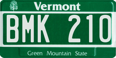 VT license plate BMK210