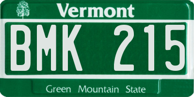 VT license plate BMK215