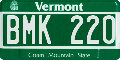 VT license plate BMK220