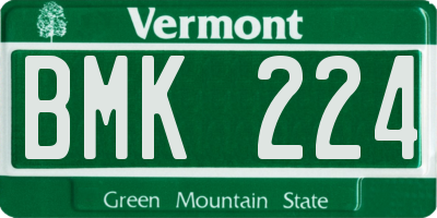 VT license plate BMK224