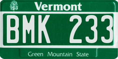 VT license plate BMK233
