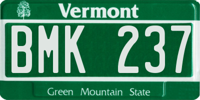 VT license plate BMK237