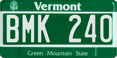 VT license plate BMK240