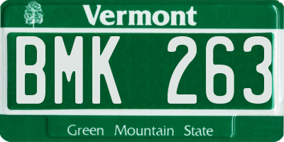 VT license plate BMK263