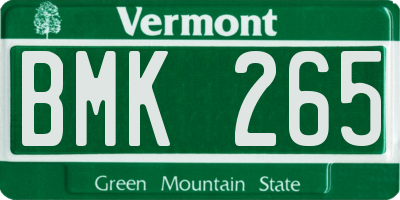 VT license plate BMK265