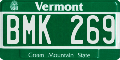 VT license plate BMK269