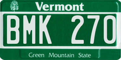 VT license plate BMK270