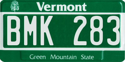 VT license plate BMK283