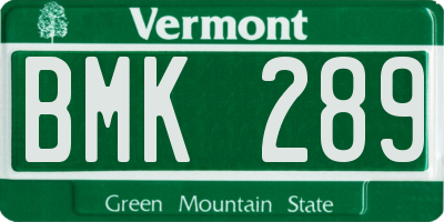 VT license plate BMK289